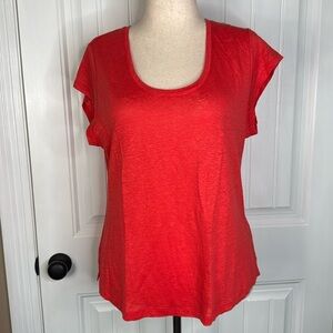 Sanctuary Women's Orange Scoop Neck Tee 100% linen Sz XL